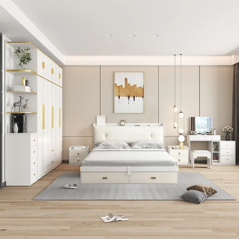

Master Modern Bedroom Set White Drawers Girls Bedding Bedroom Set Luxury Sleeping Muebles Para Dormitorio Home Furniture