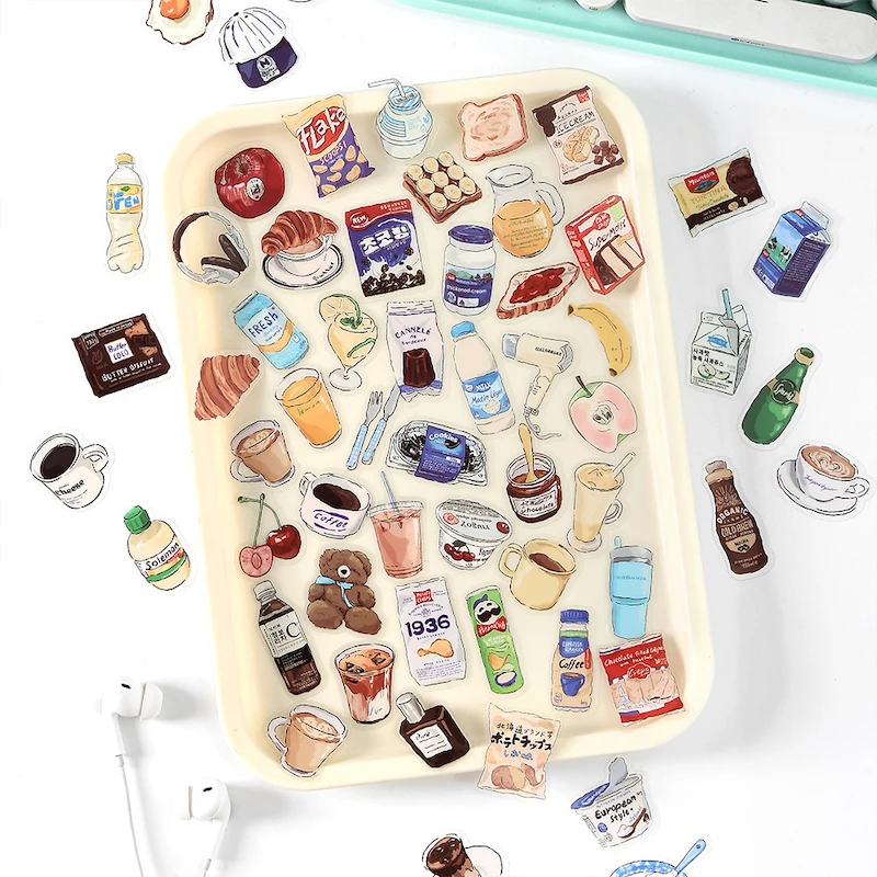 لطيف الغذاء شرب وجبة خفيفة ملصقات لسكرابوكينغ الهاتف ألبوم صور الديكور هواية الحرفية لوازم غير المرغوب فيه مجلة ملصق يدوي الصنع