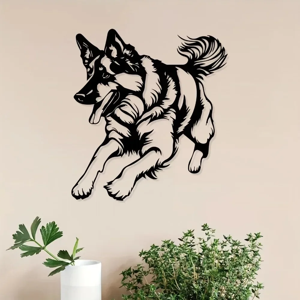 CIFbuy  Brand German Shepherd Metal Wall Art Iron Dog Sculpture Realistic Weather Resistant Statue for Living Room Garden Fence
