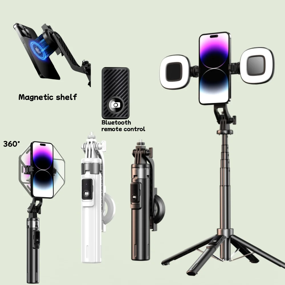 

135CM Magnetic Selfie Stick Tripod Extendable Stand Compatible Con Magsafe Para IPhone 16 15 14 13 12 Pro MAX & Android