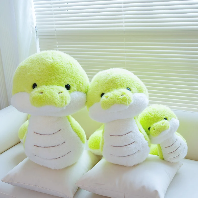 Little Green Fatty Snake Doll Plush Toy Small Kawaii Wild Animal Plushie Birthday Present