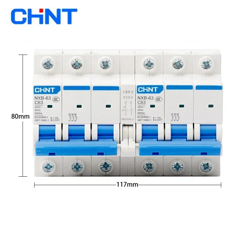 3P+3P CHINT NXB-63 Dual Power Supply Interlock Switch New DZ47 Interlock Conversion 3PC Type 63A City Power Switch 3P