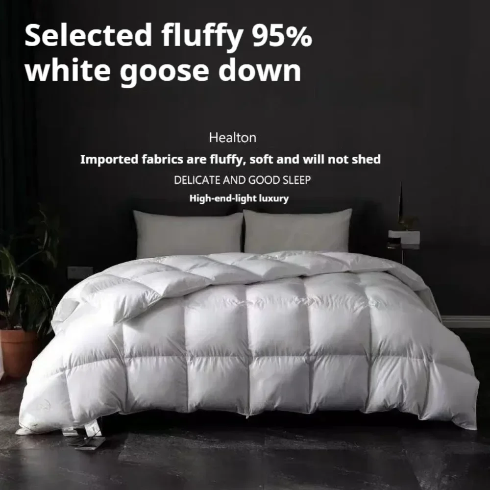 Four Seasons 100% Goose Down Duvet Filled Quilt Single Double Size Comforter Winter Thick Blanket Solid Color Perfect Comfort