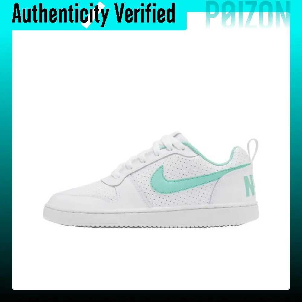 Nike Court Borough Zapatos de skate de caña baja resistentes al deslizamiento y a la abrasión para mujer Blanco Verde 844905-130