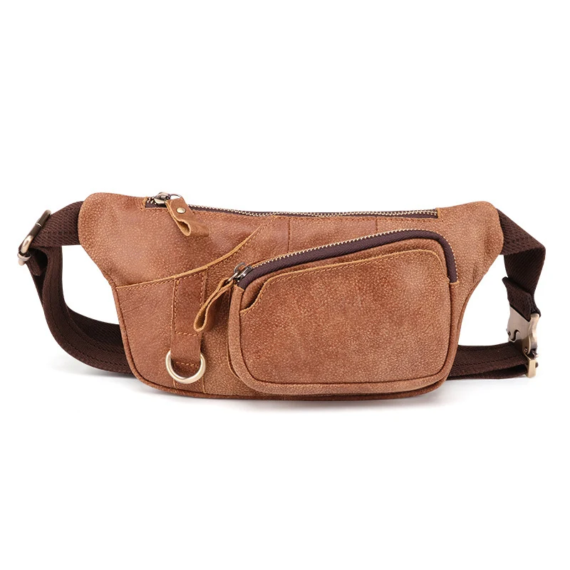 

Outdoor Vintage Brown Genuine Cowhide Leather Fanny Pack Waist Bag Men Casual Fashion Chest Pouch