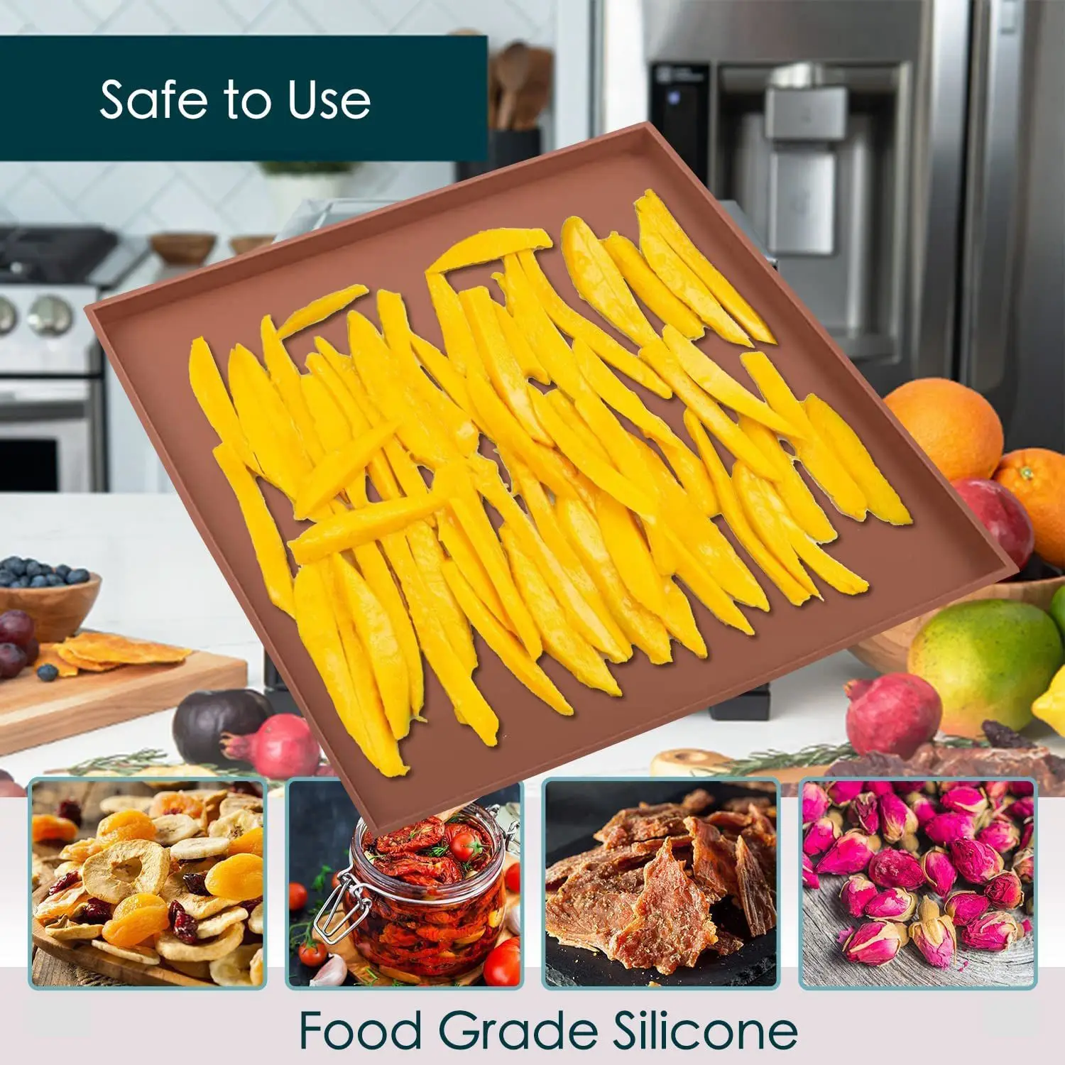 

Коврики для дегидратора, 6 упаковок, силиконовые листы для дегидратора, антипригарные лотки для дегидратора с квадратными краями для мяса, овощей, фруктов, пищевых продуктов, сушилка Ma