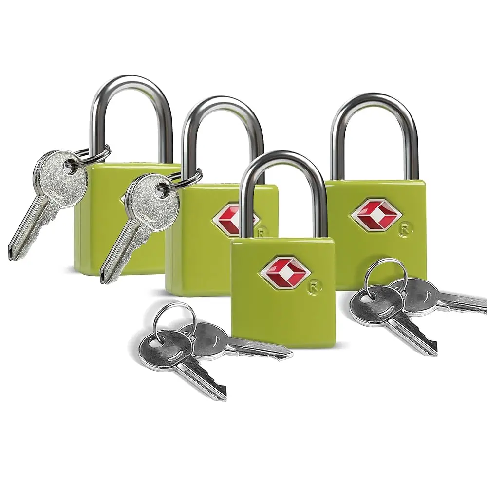 

TSA Locks for Luggage with Keys, Travel Luggage Locks TSA Approved 4 Pack, Keyed Alike Small Padlock with Key, Mini Padlock f