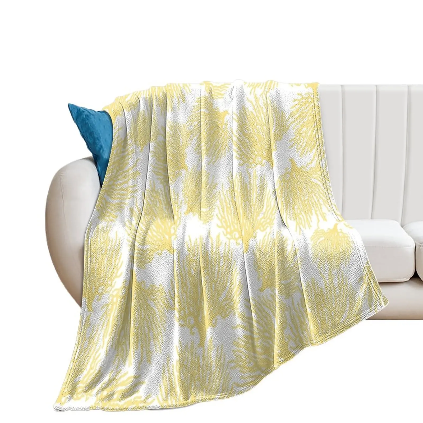 Yellow Sea Coral Patter Throw Blanket Decorative Beds Sleeping Bag Blankets