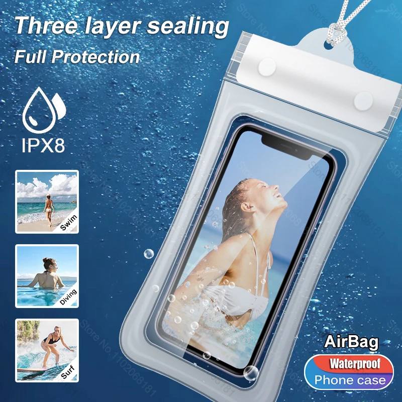 Three Layer Seal Waterproof Bag Phone Case For iPhone 15 12 13 14 Pro Max Samsung S23 Ultra Xiaomi Water Proof Pouch Accessories