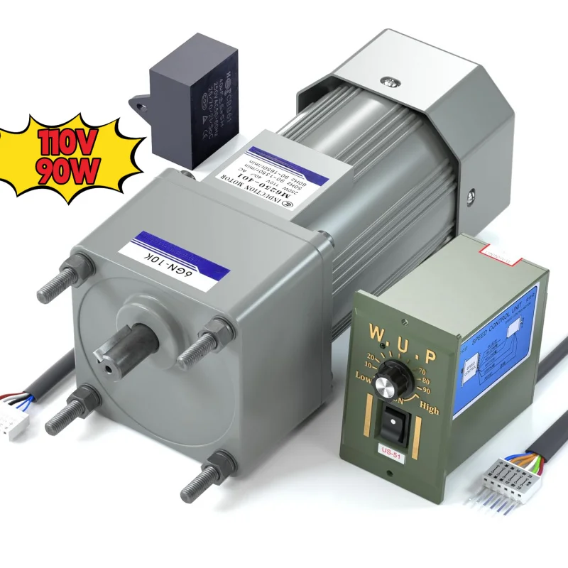 

Wovpower 90W High Torque AC Motor with Gearbox, 110V Variable Speed Electric Motor, 0-135RPM Adjustable, Reversible Direction