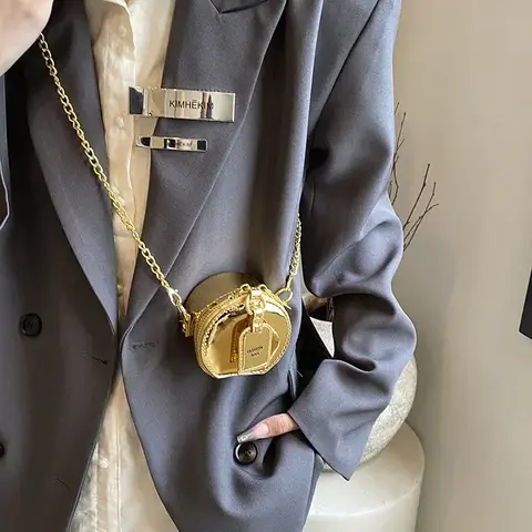 Mini Tas Ronde Handtas Lippenstift Pouch Portemonnee Voor Vrouwen Glanzend PU Lederen Crossbody Tas Dame Meisjes Mode Sling Bag