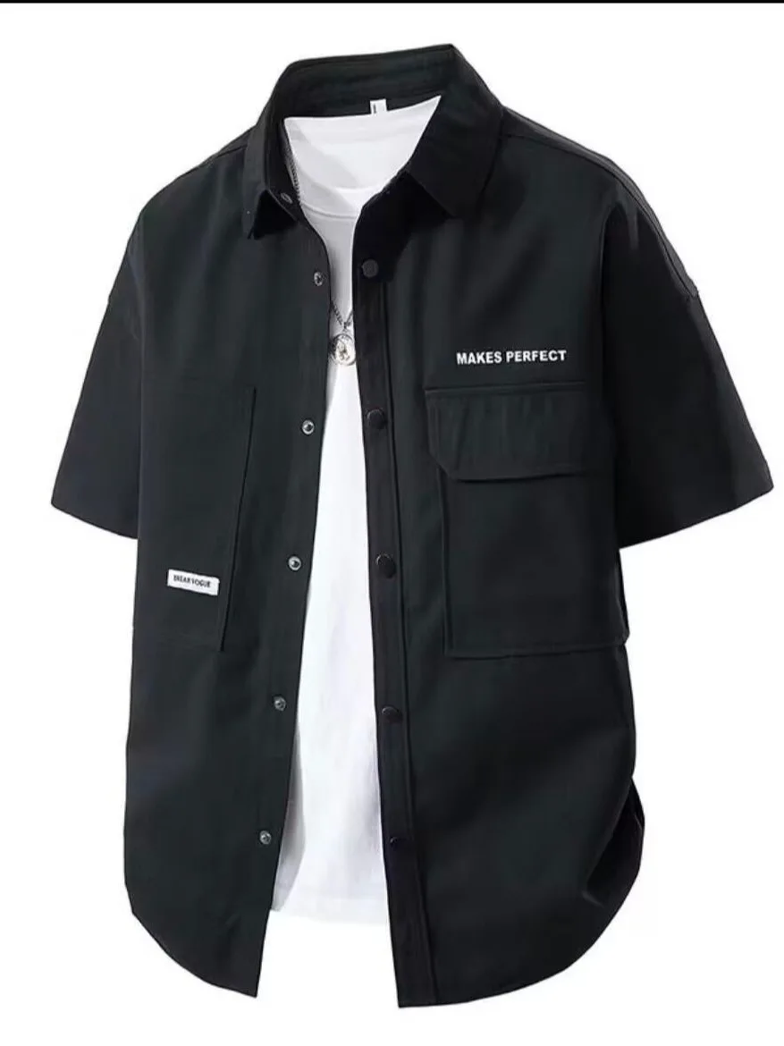 

Retro Japanese Style Men's Casual Loose Short Sleeve Shirt Summer Thin Fashion Brand Half Sleeve Casual Loose Fit Jacket