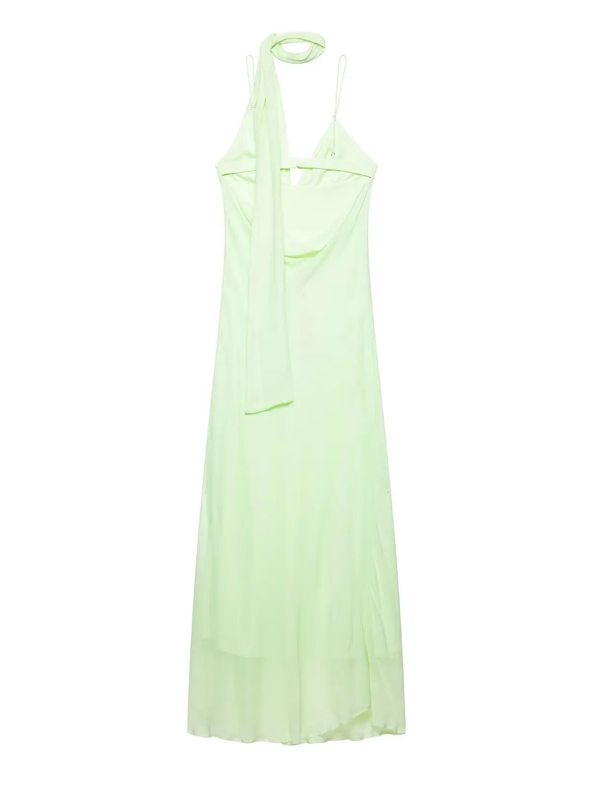 Mint Green Scarf Pendant Gossamer Beach Long Dress Women's Clothing Summer Soft Polyester A-Line Skirt Style Tourist Dress
