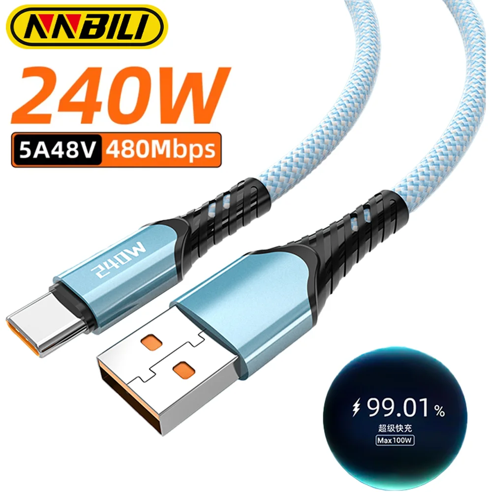 NNBILI 240W 5A cavo di ricarica rapida USB tipo C a ricarica rapida per Samsung S24 Realme Xiaomi 14 Huawei OPPO OnePlus cavi dati del telefono