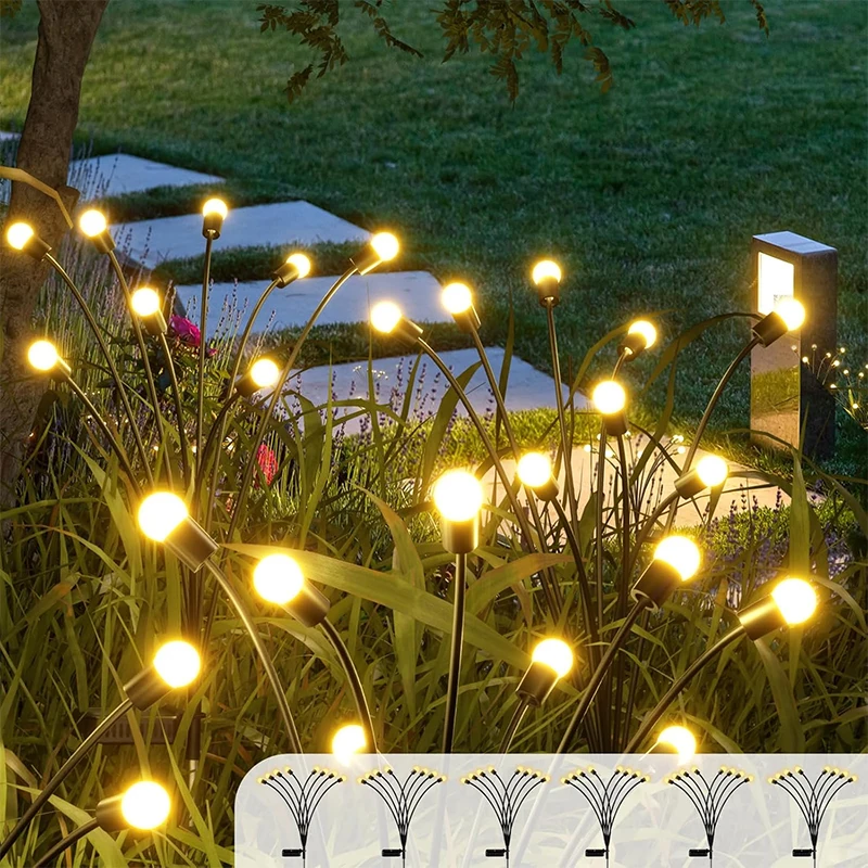 

Solar Garden Light, Upgraded 10/8/6LED Outdoor, Firefly & Fairy Lights, White Warm