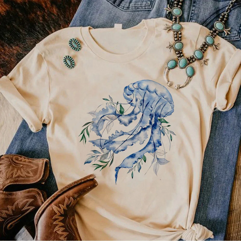 Jellyfish t shirt women anime Tee female anime clothes