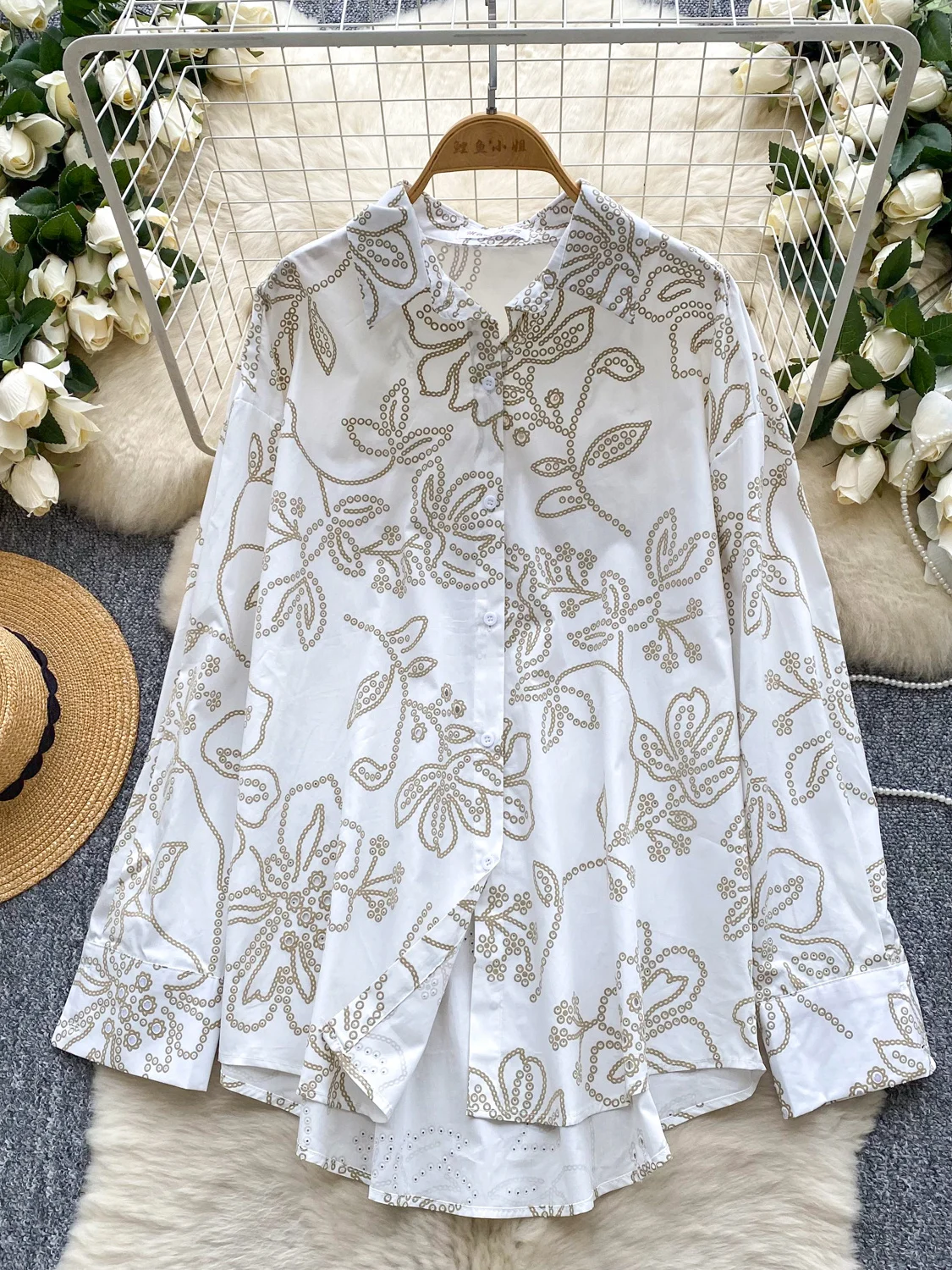 

Fashion Shirt for Women 2025 New Style Casual Single Breasted Printed Long Sleeved Top for Women