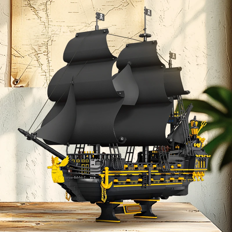 The Black Pearl Sunshine importer décennie ks Set pour enfants, Pirates, MOC Movie Series, Bateau, Modèle de briques, Jouets assemblés, Cadeaux pour garçons, Grand