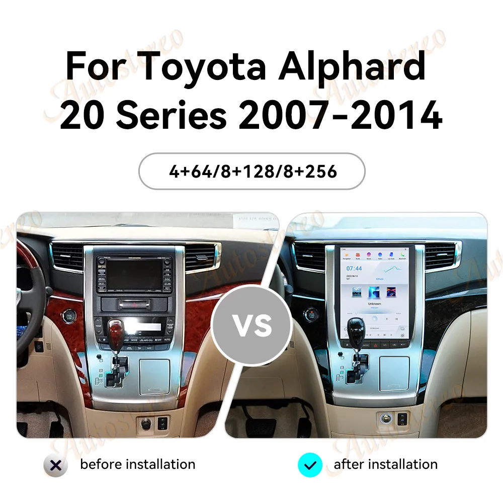 12.1Inch Upgrade Car GPS Radio For Toyota Alphard 20 Series 2007-2014 Multimedia Player Carplay Vertical Screen Android 13 Auto