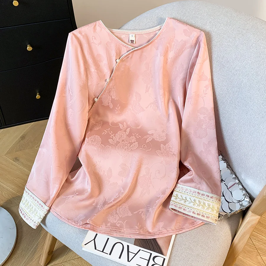 New Chinese Style round Neck Satin Top Handmade Beaded Ladylike Embroidery Mesh Vest Thin Summer Fashion Women's Clothing