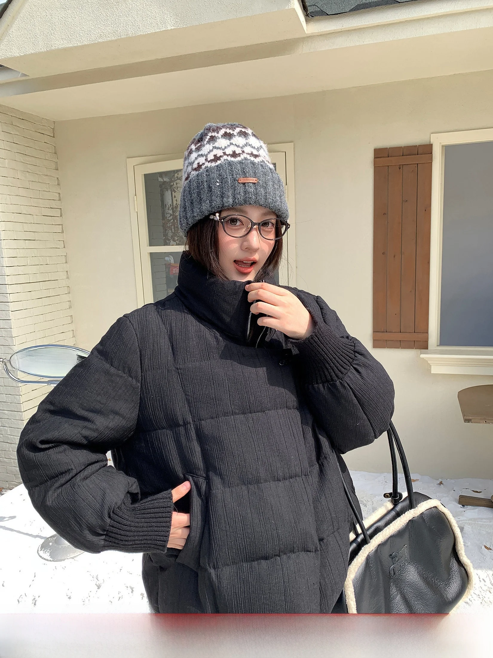 

Li Xiaolong Women's Thiened Loose Du down Jaet Bla Stand Collar Winter Warm Outerwear ort Sle Casual Sle Zipper