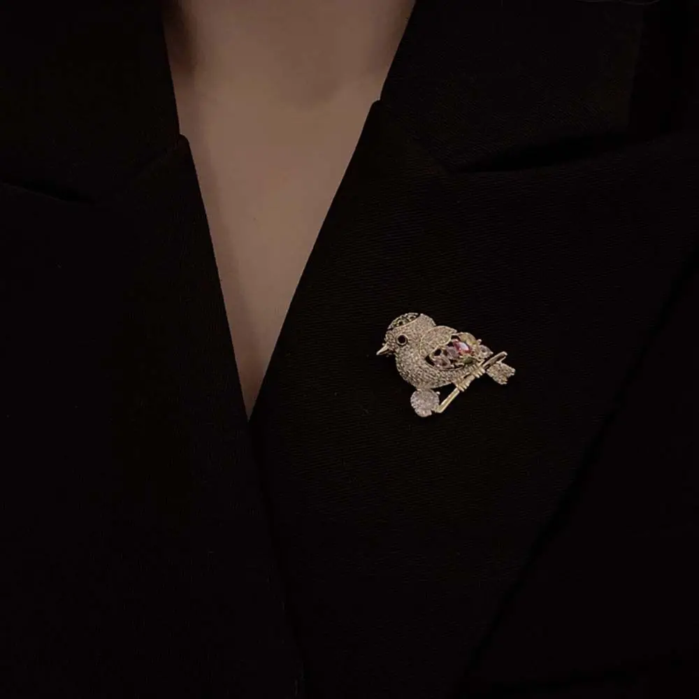 فريدة من نوعها كامل حجر الراين العقعق الطيور بروش شارة الكورية نمط دعوى طوق دبوس سبيكة مجوهرات اكسسوارات الديكور #2