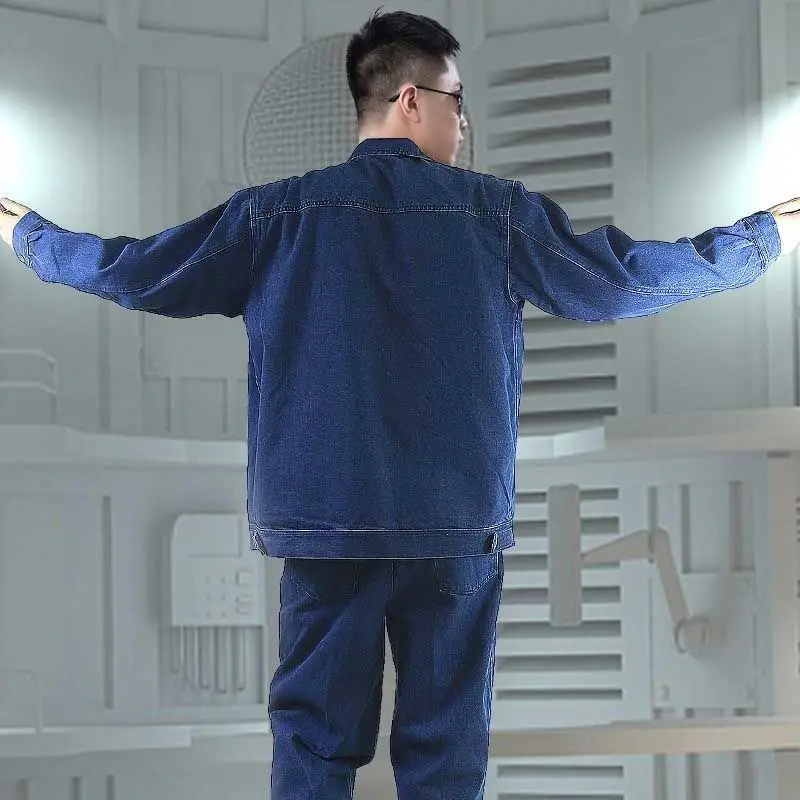 Set da Lavoro in Puro Cotone Rinforzato per Uomo, Anti-Calore e Ignifugo, Resistente all'Usura, per Saldatura e Protezione sul Lavoro