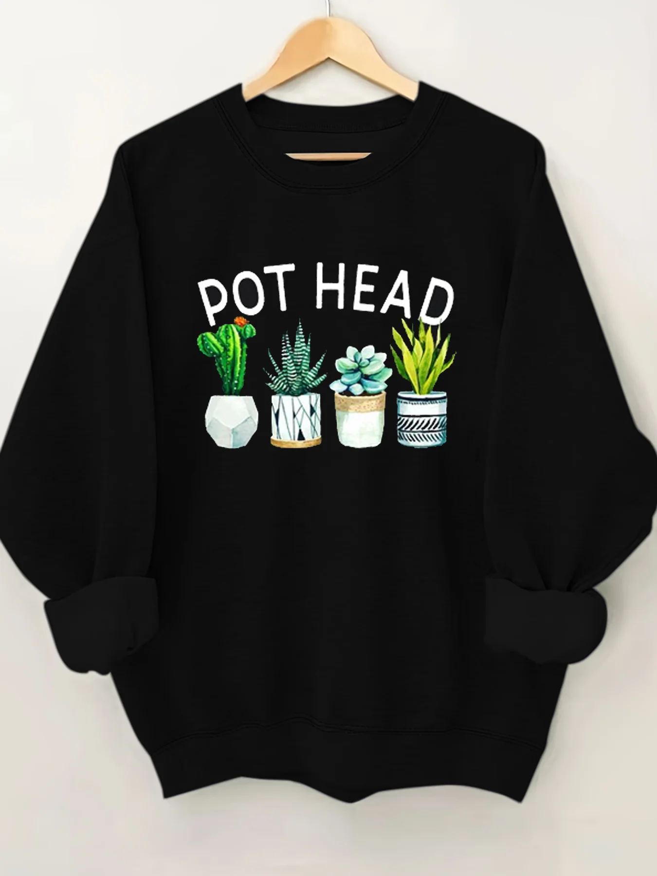 

Eatepot Head Realistic Potted Cactus Print Female Sweatshirt Casual Vintage Fashion Women Sweater New Voguish Comfort Girl Tops