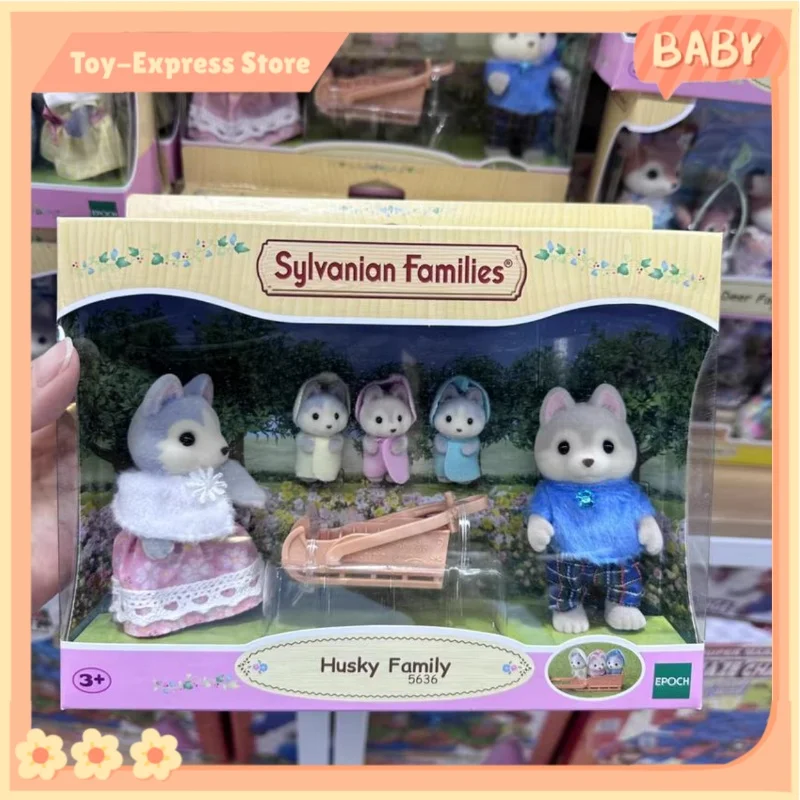 Sylvanian Families Calico Critters niñas juguetes para niños figuras de Anime en miniatura muñeca bonita juguetes para niños regalo de cumpleaños familia Husky