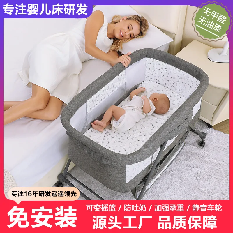 

Детская кроватка, портативная складная кроватка с роликом, мобильная детская кроватка BB, большая кровать для сна для новорожденных