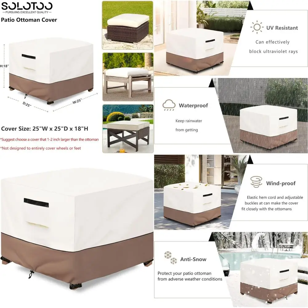 

Чехол для уличного пуфона, водонепроницаемый, квадратный, 25x25x18 дюймов, защитный чехол для садовой мебели