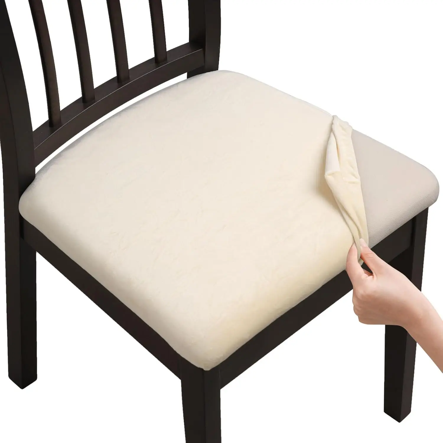

Velvet Stretch Chair Seat Covers, Soft Thi Solid Luxury Dining Chair Slipcover Stretchable Chair Seat Protector For Kitchen,