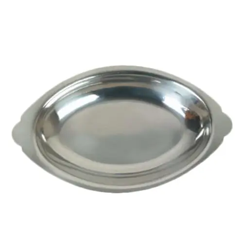Plato para gratinar SLGT020 Au, ovalado, 20 oz. Capacidad, ranura para migas, acero inoxidable, acabado espejo