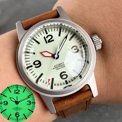 Tandorio 36mm Military 200M Diving Japanese NH35 Automatic Leisure Watch Men Luminous Cream Black Domed Sapphire Vintage Clock