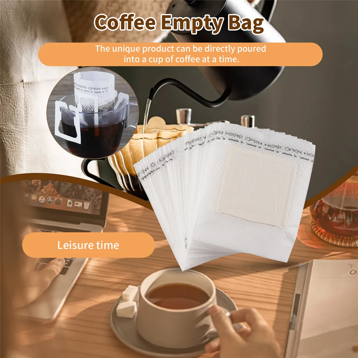 

ABIYY-30 X Drip Coffee Filters Bag Hanging Ear Paper Brew Coffee and Tea Set Filters Hanging Coffee Empty Bag