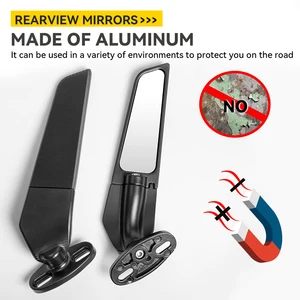 Espelhos retrovisores laterais modificados para motocicleta, asa de vento, rotação ajustável com luz led para yamaha yzf r1 r6 r25 r3 suzuki gsxr 12 principais vendas yamaha xt espelhos - №7
