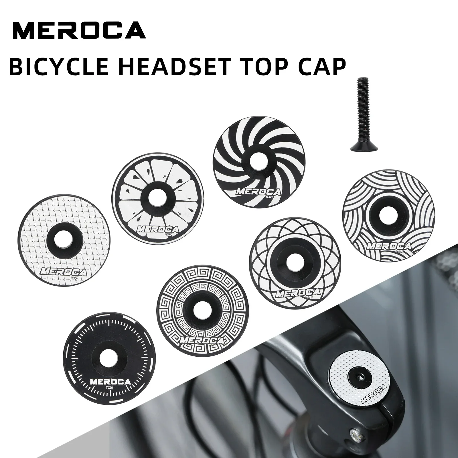 

MEROCA Bicycle Headset Top Cap Aluminum Alloy Ultra-Light for 28.6mm 1-1/8" Front Fork Mtb Road Bike Stem Cap