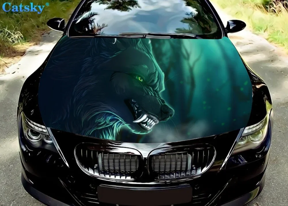 

Фэнтезийный волк, виниловые наклейки на капот автомобиля, виниловая пленка, наклейки на крышку двигателя, автомобильные аксессуары, защита капота автомобиля