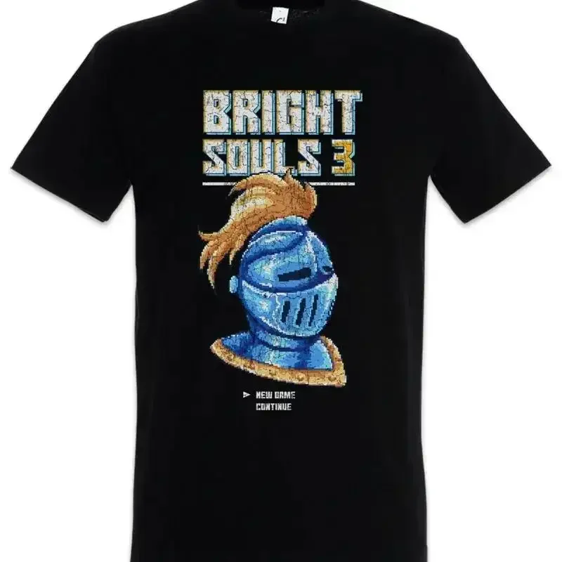 Bright Souls 3 Pixel 8 Bit Geek Nerd Gaming Gamer Games Fun Retro Knight T Shirt
