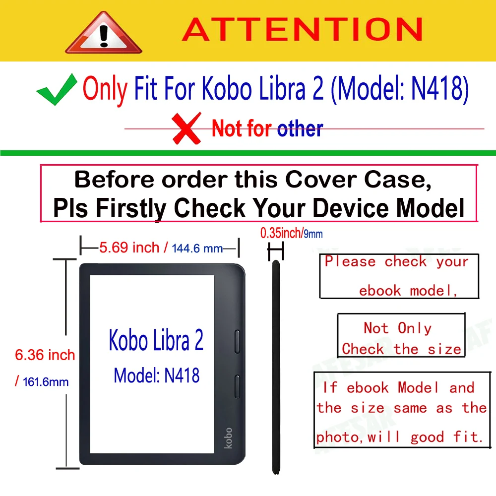 Slim Soft Case for Kobo Libra 2 (2021 Released,Model N418) - SleepCover Case for Kobo Libra 2 7'' eReader with Auto Wake Sleep