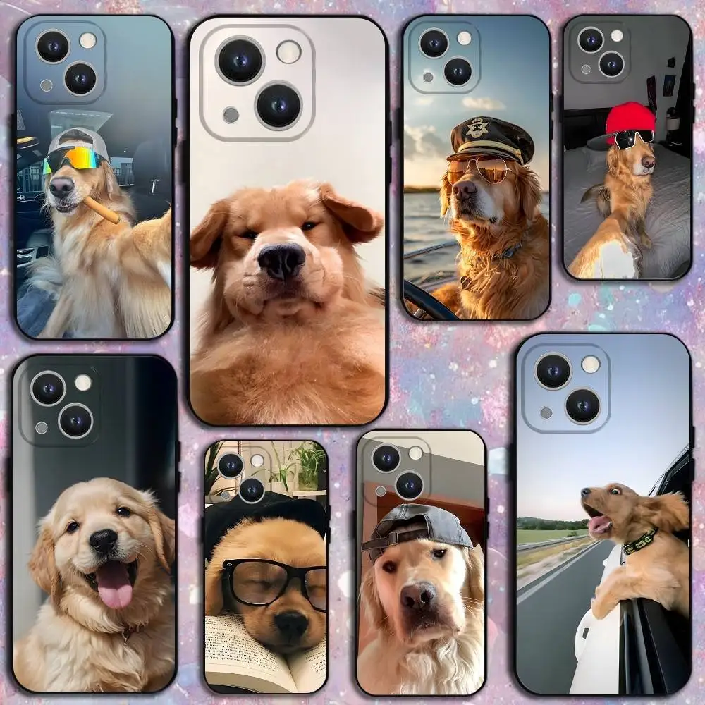 

Funny Golden Retriever Dog Phone Case For iPhone 16,15,14,13,12,11 Plus,Pro Max,XS,X,XR,SE,Mini,8,7,Soft Silicone Black Cover