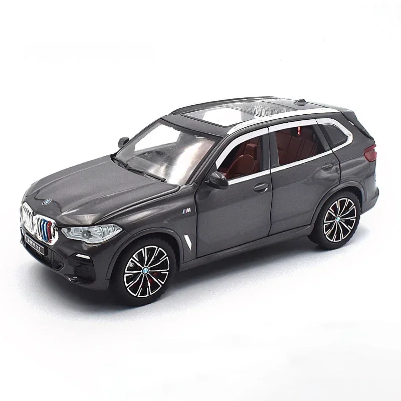 Modèle de voiture en alliage moulé sous pression et véhicules jouets, son et lumière, dos côtelé, cadeaux de jouets, BMW X5 SUV, 1:24