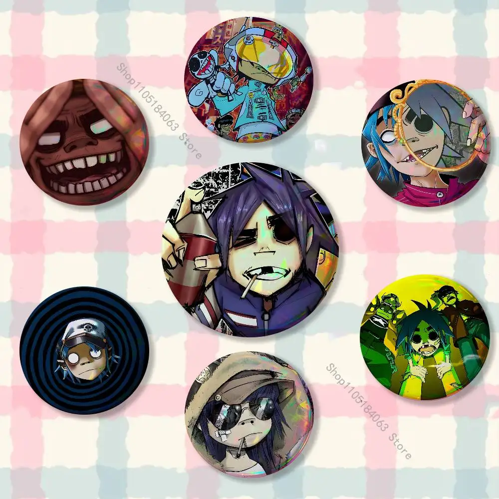 Noodle G-Gorillaz Creative Round Badge Button Pin Bag Decor Fans Collection Friends Gift Brooch