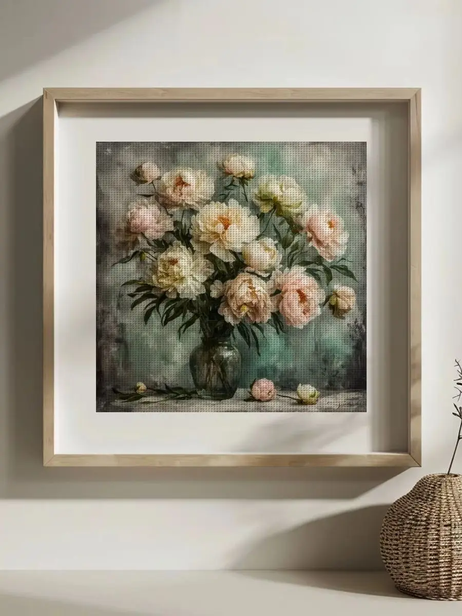 1 Stück 30X30CM/11,8 Zoll Blumen-Stickerei-Set DIY-Kit 11/14/16CT DIY-Stickerei-Set DIY-Kreuzstich-Set – Detail 1