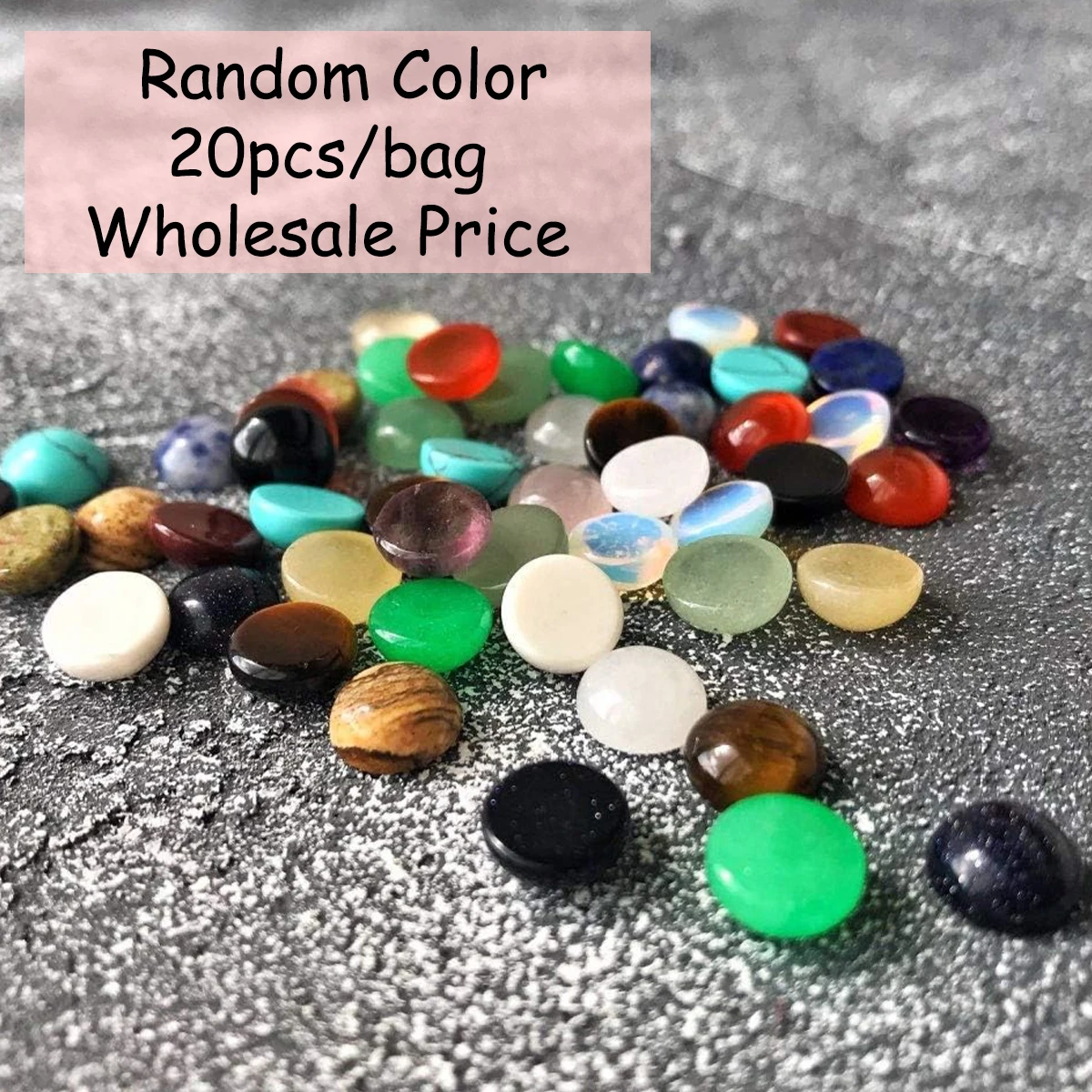 

20pieces/lot Natural Stone Cabochon Random Color Loose Beads for Jewelry Making DIY Accessories Pendant, Earring, Ring Making