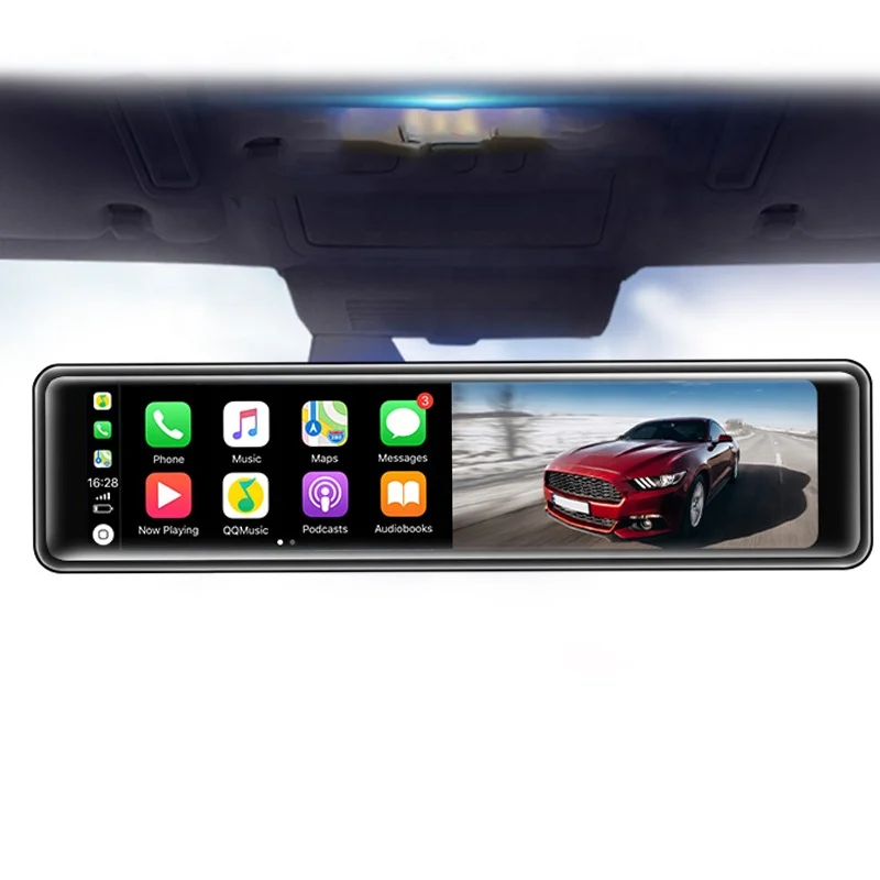 12 Inch Car Dvr Universal Carplay Mirror Dash Cam Dual Lens Car Camera Full Hd Drive Recorder Stream Dash Camera Rearview Mirror