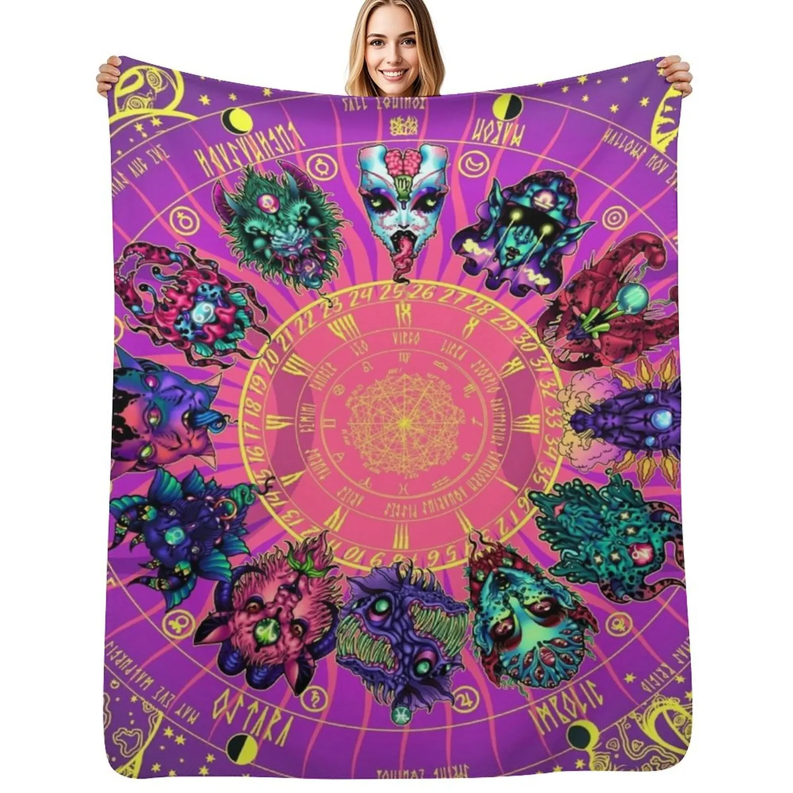 Micah Souza's Zodiac Throw Blanket Soft Big Soft Beds funny gift Soft Plaid anime Weighted Blankets