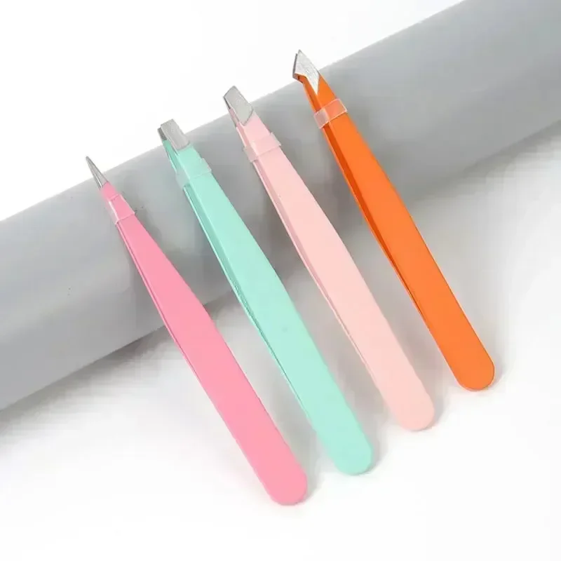 헤어 케이싱-페이셜 4개입 눈썹 족집게, 가죽 손잡이 스테인리스 스틸 눈썹 족집게, 모발, 잔해 및 인그로운 제거