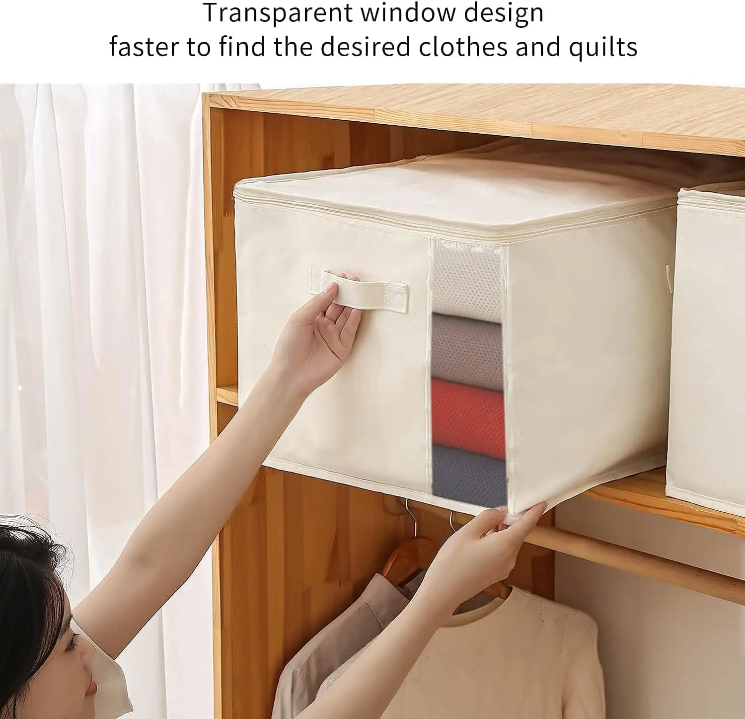 Large Canvas Storage Bags for Clothes and Blankets, 3-Pack with Dual Zippers and Handles