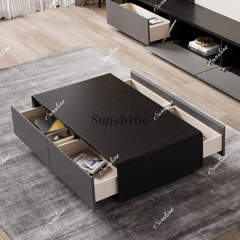 Modern simple small apartment Nordic rectangular black walnut small tea table FT